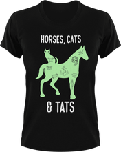 Load image into Gallery viewer, Horses cats and tats T-Shirtcat, fantasy, horses, Ladies, Mens, tats, tattoos, unicorn, Unisex