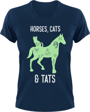 Load image into Gallery viewer, Horses cats and tats T-Shirtcat, fantasy, horses, Ladies, Mens, tats, tattoos, unicorn, Unisex