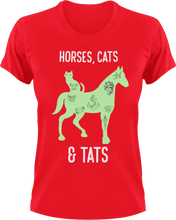 Load image into Gallery viewer, Horses cats and tats T-Shirtcat, fantasy, horses, Ladies, Mens, tats, tattoos, unicorn, Unisex