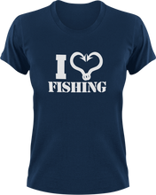 Load image into Gallery viewer, I Love Fishing T-Shirtfish, fisherman, fishing, Ladies, love, Mens, Unisex