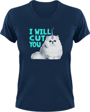 Load image into Gallery viewer, I Will Cut You T-Shirtanimals, cat, Ladies, Mens, pets, Unisex