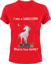 Load image into Gallery viewer, I am a unicorn what's your ability T-Shirtfantasy, Ladies, Mens, unicorn, Unisex