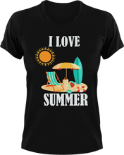 Load image into Gallery viewer, I love Summer T-Shirtbeach, Ladies, Mens, sea, summer, Unisex, vacation