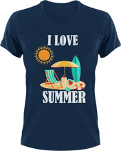 Load image into Gallery viewer, I love Summer T-Shirtbeach, Ladies, Mens, sea, summer, Unisex, vacation