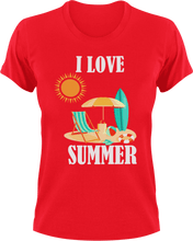 Load image into Gallery viewer, I love Summer T-Shirtbeach, Ladies, Mens, sea, summer, Unisex, vacation