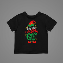 Load image into Gallery viewer, I'm the naughty Elf T-shirtboy, christmas, funny, girl, kids, neice, nephew