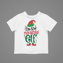 Load image into Gallery viewer, I'm the naughty Elf T-shirtboy, christmas, funny, girl, kids, neice, nephew