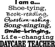 Load image into Gallery viewer, I am a Daycare Teacher T-Shirtbooks, Daycare, Ladies, life, Mens, music, question, Shoes, smile, teacher, Unisex