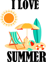 Load image into Gallery viewer, I love Summer T-Shirtbeach, Ladies, Mens, sea, summer, Unisex, vacation