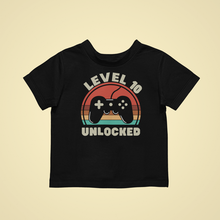 Load image into Gallery viewer, Level 10 unlocked Birthday T-shirtbirthday, boy, gamer, girl, kids, neice, nephew