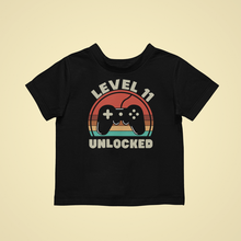 Load image into Gallery viewer, Level 11 unlocked Birthday T-shirtbirthday, boy, gamer, girl, kids, neice, nephew