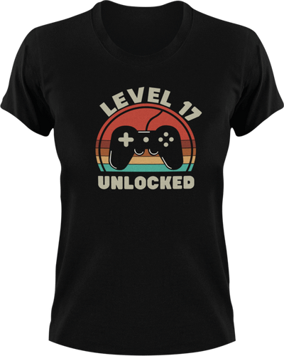 Level 17 Unlocked Birthday T-Shirtbirthday, gamer, games, gaming, Ladies, level, Mens, Unisex