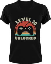 Load image into Gallery viewer, Level 30 unlocked Birthday T-Shirtbirthday, games, Ladies, Mens, Unisex