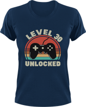 Load image into Gallery viewer, Level 30 unlocked Birthday T-Shirtbirthday, games, Ladies, Mens, Unisex
