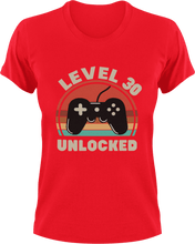 Load image into Gallery viewer, Level 30 unlocked Birthday T-Shirtbirthday, games, Ladies, Mens, Unisex