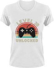 Load image into Gallery viewer, Level 30 unlocked Birthday T-Shirtbirthday, games, Ladies, Mens, Unisex