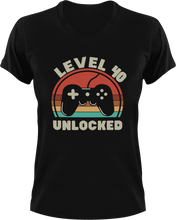 Load image into Gallery viewer, Level 40 unlocked Birthday T-Shirtbirthday, games, Ladies, Mens, Unisex