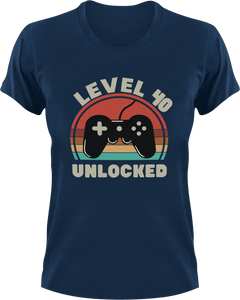 Level 40 unlocked Birthday T-Shirtbirthday, games, Ladies, Mens, Unisex