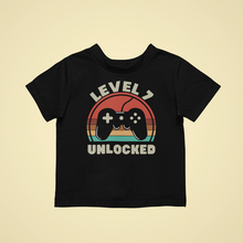 Load image into Gallery viewer, Level 7 unlocked Birthday T-shirtbirthday, boy, gamer, girl, kids, neice, nephew