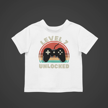 Load image into Gallery viewer, Level 7 unlocked Birthday T-shirtbirthday, boy, gamer, girl, kids, neice, nephew