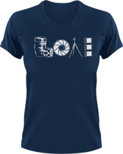 Load image into Gallery viewer, Photography Love T-Shirtcamera, Ladies, love, Mens, photographer, photography, Unisex