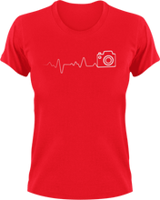 Load image into Gallery viewer, Photography heartbeat T-Shirtcamera, heartbeat, Ladies, Mens, photo, photographer, photography, photoshop, Unisex