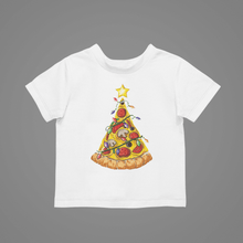 Load image into Gallery viewer, Pizza Slice Christmas Tree T-shirt for kidsboy, brother, christmas, family, funny, girl, kids, neice, nephew, pizza, sarcastic, sister, Unisex