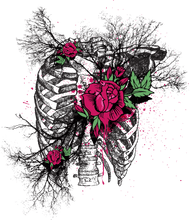 Load image into Gallery viewer, Rib cage with rose T-ShirtLadies, Mens, rib cage, ribs, rose, skulls, Unisex