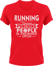 Load image into Gallery viewer, Running not punching T-Shirtathlete, Because punching people, Ladies, Mens, run, runner, running, sport, Unisex