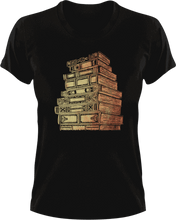 Load image into Gallery viewer, Stack of books T-Shirtbig books, books, Ladies, Mens, reading, Unisex, vintage
