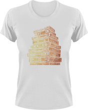 Load image into Gallery viewer, Stack of books T-Shirtbig books, books, Ladies, Mens, reading, Unisex, vintage