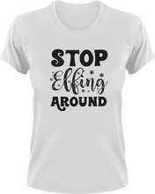 Load image into Gallery viewer, Stop Elfing Around T-Shirtchristmas, elf, jokes, Ladies, Mens, snow, Unisex