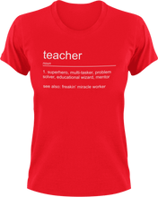 Load image into Gallery viewer, Teacher T-Shirtjob, Ladies, Mens, noun, school, teacher, Unisex
