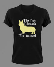 Load image into Gallery viewer, The Dog Chooses The Wizard T-Shirtdog, dogs, Ladies, Mens, Unisex, wizard