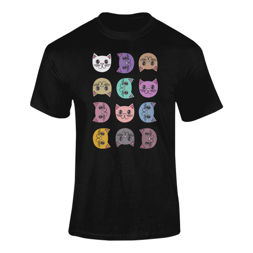 Tigger's Ark Happy Cat Pattern T-Shirtcat, cat mom, cat nip, Ladies, Mens, Michelle West, pets, Tigger's Ark, Unisex