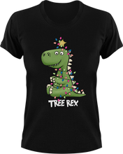 Load image into Gallery viewer, Tree Rex T-Shirtanimal, animals, christmas, Dinosaur, Ladies, Mens, rex, T-Rex, Unisex