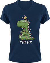 Load image into Gallery viewer, Tree Rex T-Shirtanimal, animals, christmas, Dinosaur, Ladies, Mens, rex, T-Rex, Unisex