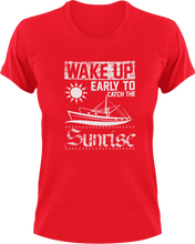 Load image into Gallery viewer, Wake Up Early To Catch The Sunrise T-ShirtAdventure, boat, explore, Ladies, Mens, sunrise, Unisex