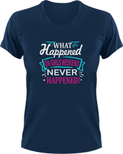 Load image into Gallery viewer, What Happened On Girls Weekend Never Happened T-Shirtgirl, girls, Ladies, Mens, party, Unisex, weekend