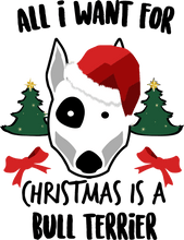 Load image into Gallery viewer, All I want for Christmas is a bull terrier t-shirtanimals, christmas, dog, Ladies, Mens, pets, Unisex
