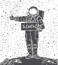 Load image into Gallery viewer, Astronaut on Moon Hiking to Earth design in black