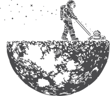 Load image into Gallery viewer, Astronaut mowing the moon design in black
