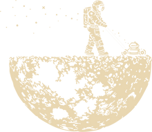 Load image into Gallery viewer, Astronaut mowing the moon design in white
