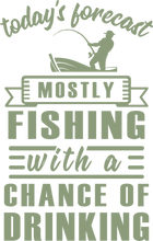 Load image into Gallery viewer, Today's forecast mostly fishing with a chance of drinking T-shirtcamping, drunk, fishing, holiday, hunting, Ladies, Mens, sarcastic, south africa, tree, Unisex, vacation, wine