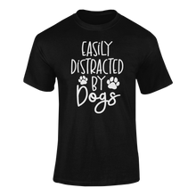 Load image into Gallery viewer, Easily Distracted by Dogs T-shirtbrother, bulldog, dog, dogs, family, girl, Ladies, Mens, Police Dog, sister, Unisex