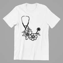 Load image into Gallery viewer, Stethoscope Flowers Tshirt