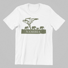 Load image into Gallery viewer, Namibia T-shirt printed in Oliveafrica, animals, dad, elephants, horse, Ladies, Mens, namibia, pets, tree, Unisex