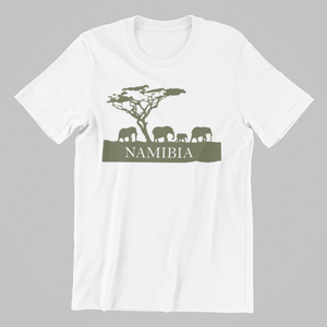 Namibia T-shirt printed in Oliveafrica, animals, dad, elephants, horse, Ladies, Mens, namibia, pets, tree, Unisex