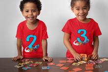 Load image into Gallery viewer, Kids Red Shirt Rocket Birthday