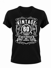 Load image into Gallery viewer, 60 Year Old Birthday T-shirt Est Born in 1965 Vintage Aged to Perfection
